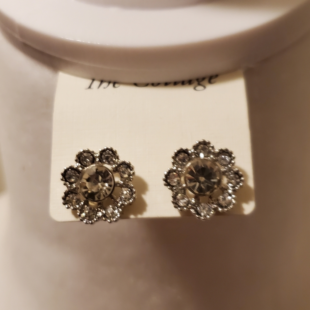 NWT Sparkle Flower Rhinestone Earrings